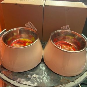 SOLD Hagen Elevated Small Dog Dish Off White with skid resistant bottoms.